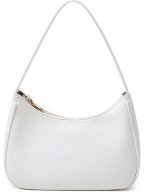 Women White Shoulder Tote Bag Cute Hobo Mini Clutch Zipper Bag